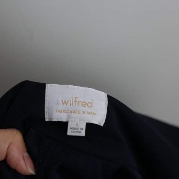 Aritzia Wilfred Foldover Waist High Rise Pleated Wide Leg Pants Blue Size Small - Picture 9 of 9